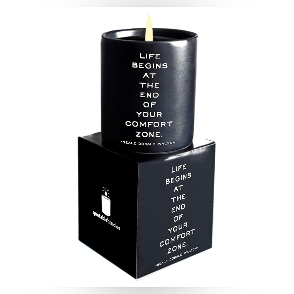 QUOTABLE CARDS Scented Candle with Quote “Life Begins” NEW NIB